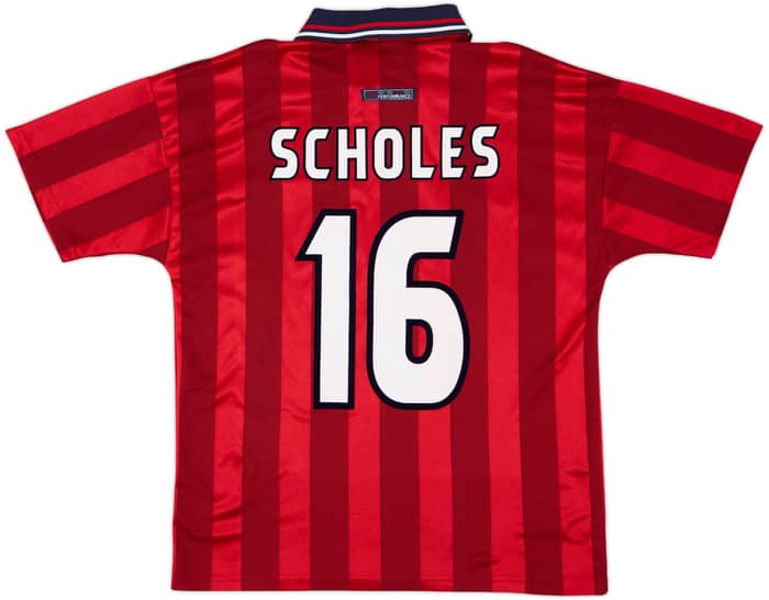 1997-99 England Away Shirt Scholes #16 - 8/10 - (XL)