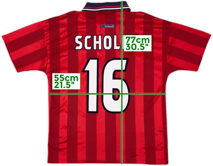 1997-99 England Away Shirt Scholes #16 - 8/10 - (XL)