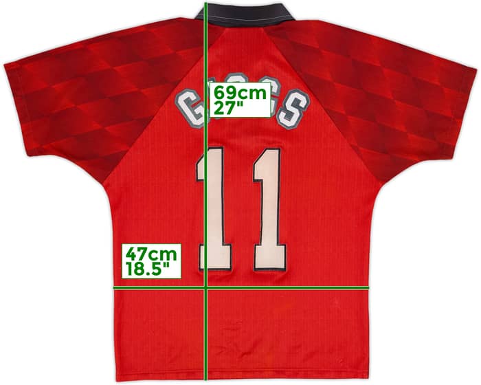 1996-98 Manchester United Home Shirt Giggs #11 - 7/10 - (15-16 Years)