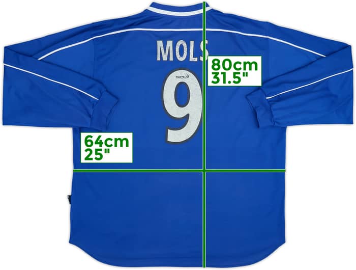 1999-01 Rangers Home L/S Shirt Mols #9 - 5/10 - (XXL)