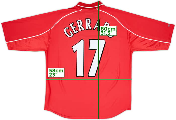 2000-02 Liverpool Maillot Domicile Gerrard #17 - 6/10 - (L)