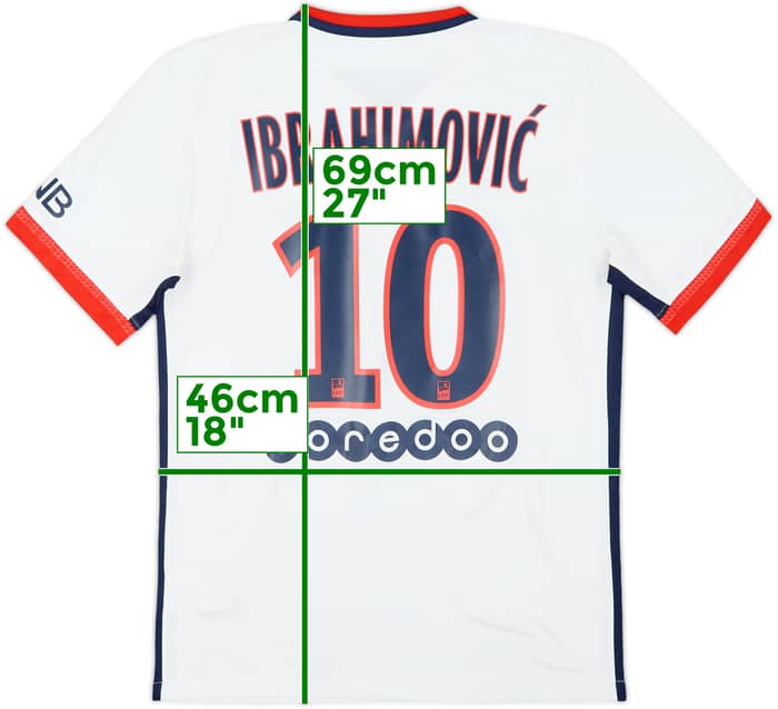 2015-16 Paris Saint-Germain Away Shirt Ibrahimovic #10 - 9/10 - (S)