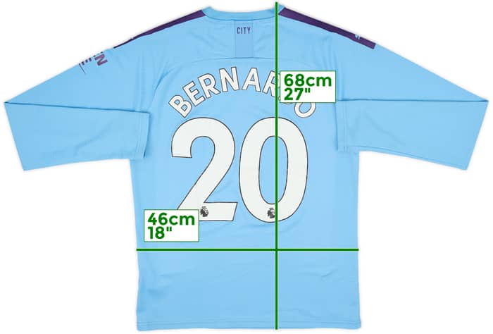 2019-20 Manchester City Home L/S Shirt Bernardo #20 - 7/10 - (M)