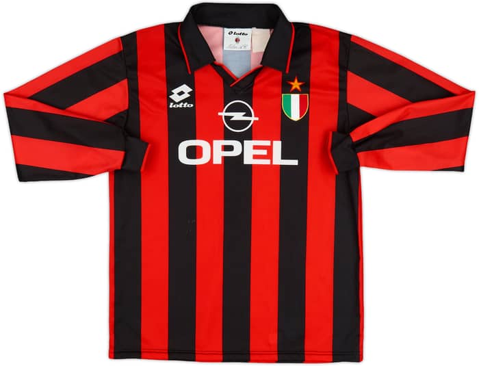 1994-95 AC Milan Home L/S Shirt - 9/10 - (XL.Boys)