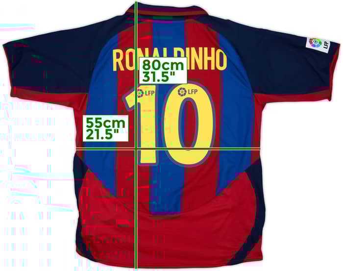 2003-04 Barcelona Home Shirt Ronaldinho #10 - 9/10 - (L)
