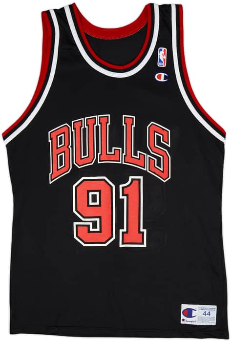 1995-98 Chicago Bulls Rodman #91 Champion Alternate Jersey - 8/10 - (L)