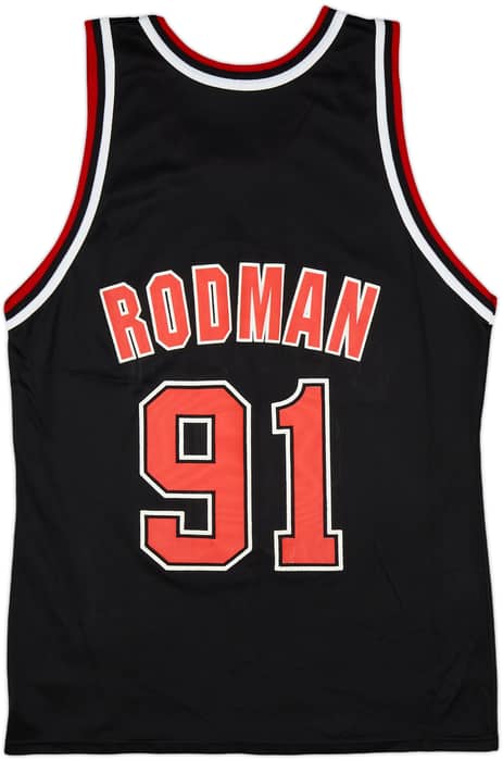 1995-98 Chicago Bulls Rodman #91 Champion Alternate Jersey - 8/10 - (L)