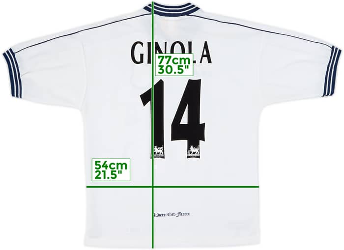 1997-99 Tottenham Home Shirt Ginola #14 - 8/10 - (M)