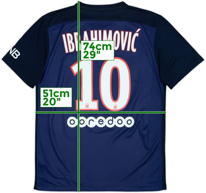 2015-16 Paris Saint-Germain Home Shirt Ibrahimovic #10 - 8/10 - (M)