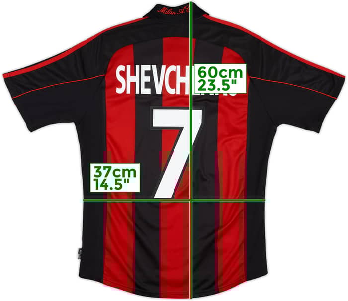 2000-02 AC Milan Home Shirt Shevchenko #7 - 8/10 - (M)