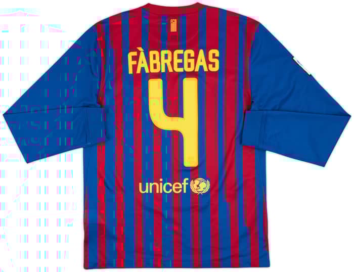 2011-12 Barcelona Home L/S Shirt Fabregas #4 - 9/10 - (M)