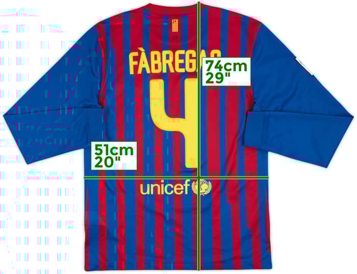 2011-12 Barcelona Home L/S Shirt Fabregas #4 - 9/10 - (M)