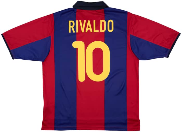 2000-01 Barcelona Basic Home Shirt Rivaldo #10 - 8/10 - (L)