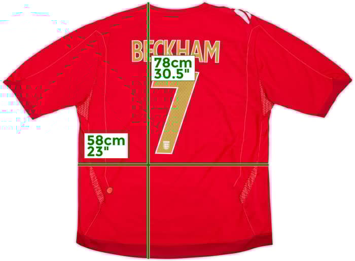 2006-08 England Away Shirt Beckham #7 - 5/10 - (XXL)