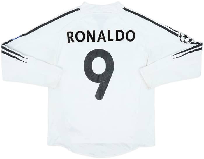 2004-05 Real Madrid Home L/S Shirt Ronaldo #9 - 5/10 - (L.Boys)