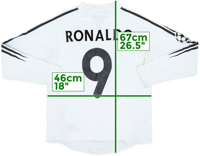2004-05 Real Madrid Home L/S Shirt Ronaldo #9 - 5/10 - (L.Boys)