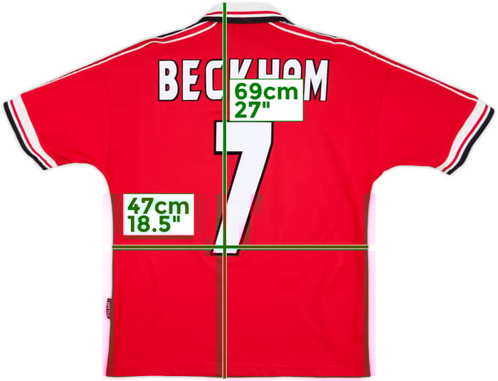 1998-00 Manchester United Home Shirt Beckham #7 - 6/10 - (Y)