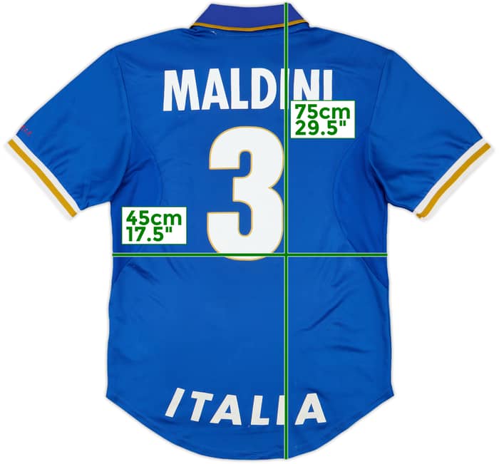 1996-97 Italy Home Shirt Maldini #3 - 6/10 - (S)