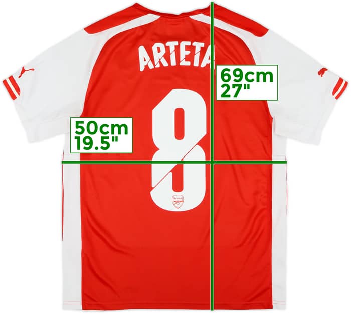 2014-15 Arsenal Home Shirt Arteta #8 - 8/10 - (M)