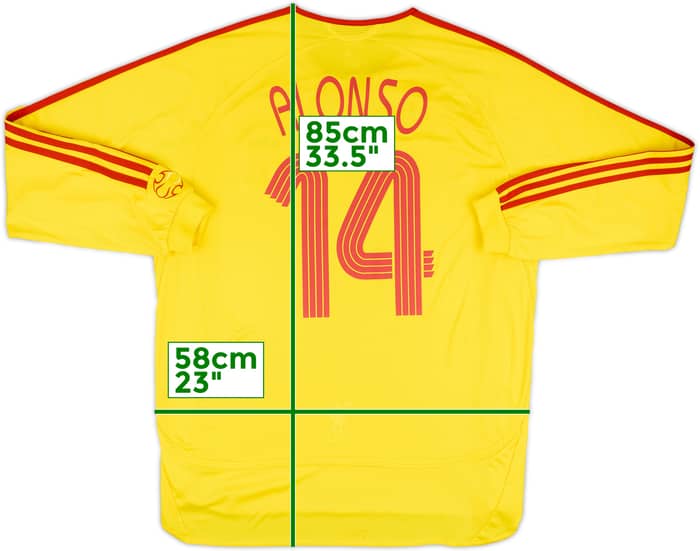 Camiseta de visitante del Liverpool 2006-07 Versión jugador Manga larga Alonso #14 - 5/10 - (XL)