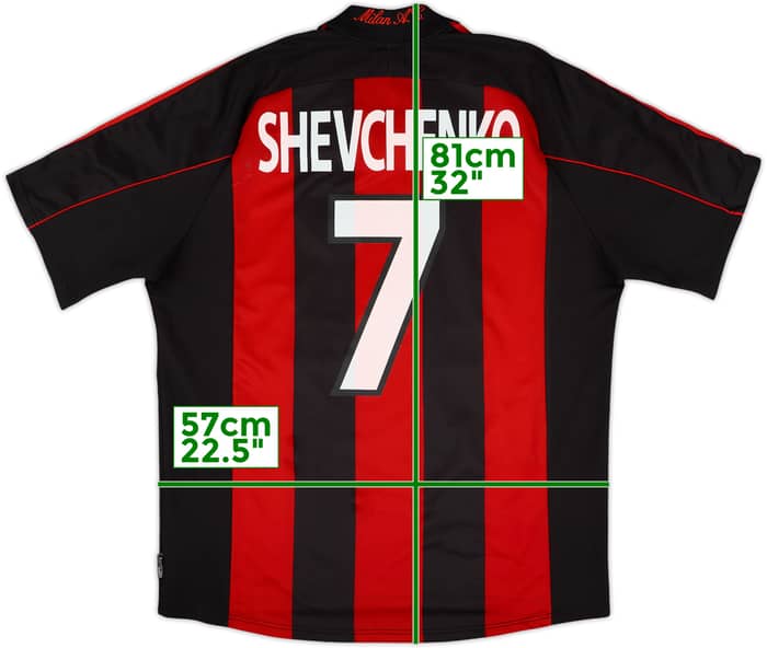 2000-02 AC Milan Home Shirt Shevchenko #7 - 8/10 - (L)