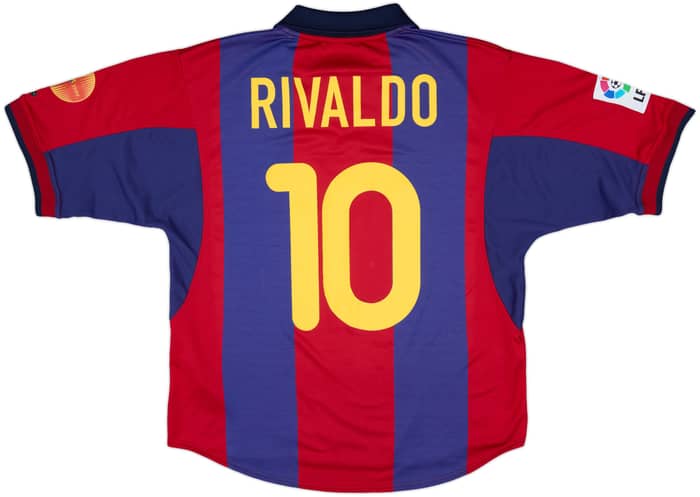 2000-01 Barcelona Home Shirt Rivaldo #10 - 8/10 - (M)