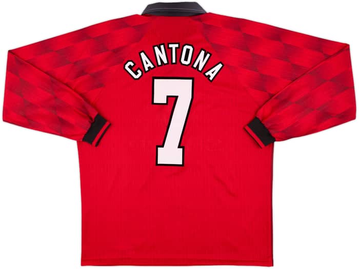 1996-98 Manchester United Home L/S Shirt Cantona #7 - 9/10 - (L)
