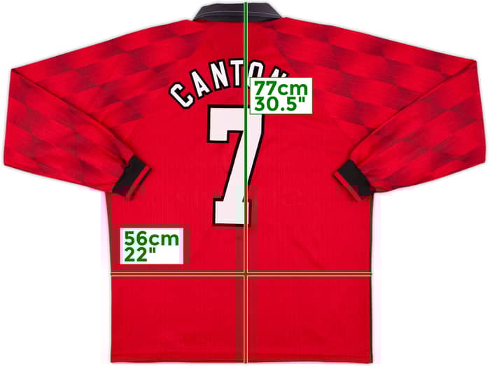 1996-98 Manchester United Home L/S Shirt Cantona #7 - 9/10 - (L)