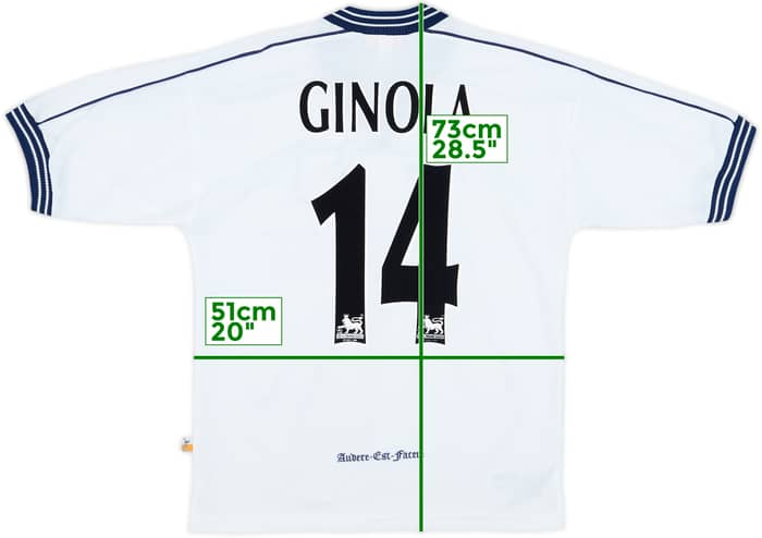 1997-99 Tottenham Home Shirt Ginola #14 - 8/10 - (S)