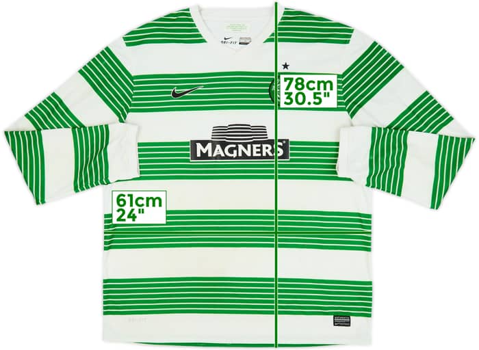 2013-15 Celtic Home L/S Shirt - 5/10 - (XL)