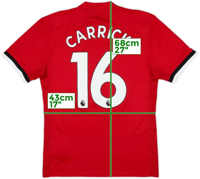 2017-18 Manchester United Home Shirt Carrick #16 - 9/10 - (S)