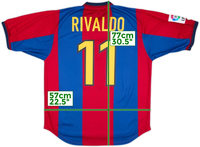 1998-00 Barcelona Home Shirt Rivaldo #11 - 8/10 - (L)