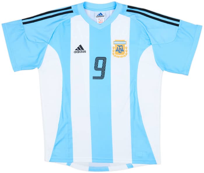 2002-04 Argentina Home Shirt Batistuta #9 - 10/10 - (S)