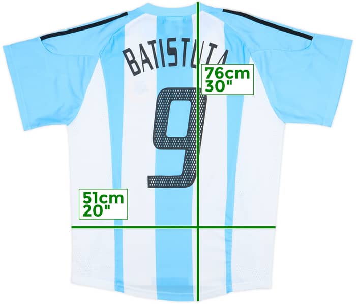 2002-04 Argentina Home Shirt Batistuta #9 - 10/10 - (S)