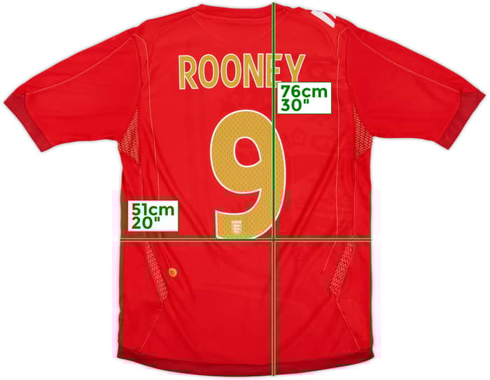 2006-08 England Away Shirt Rooney #9 - 7/10 - (M)