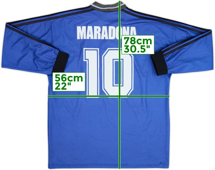 1994-97 Argentina Away L/S Shirt Maradona #10 - 6/10 - (XL)