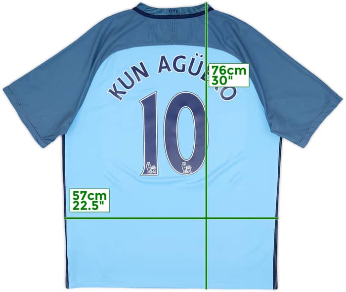 2016-17 Manchester City Home Shirt Kun Aguero #10 - 8/10 - (XL)