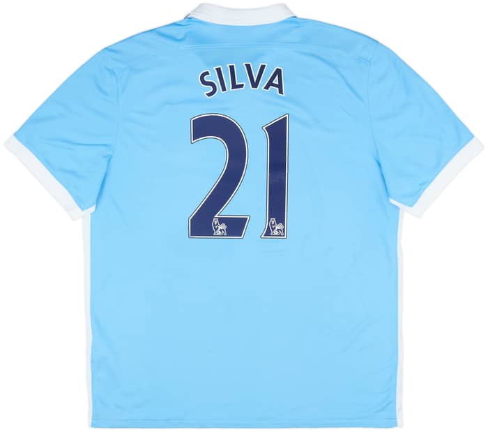 2015-16 Manchester City Home Shirt Silva #21 - 8/10 - (XL)