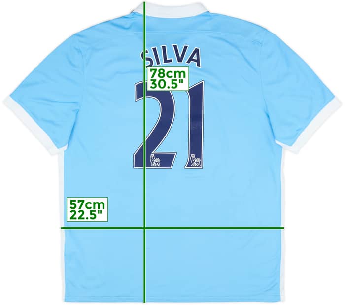 2015-16 Manchester City Home Shirt Silva #21 - 8/10 - (XL)