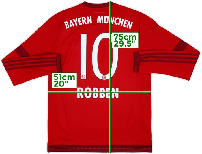 2015-16 Bayern Munich Home L/S Shirt Robben #10 - 9/10 - (M)