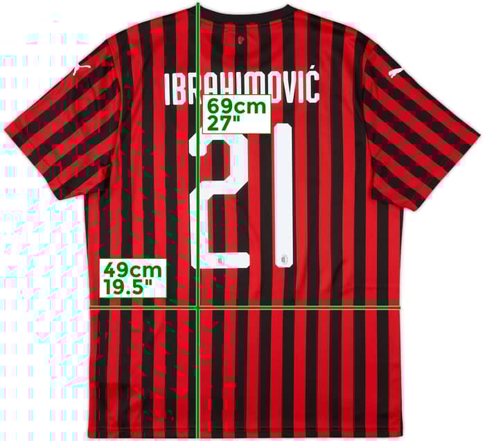 2019-20 AC Milan Home Shirt Ibrahimovic #21 - 9/10 - (L)