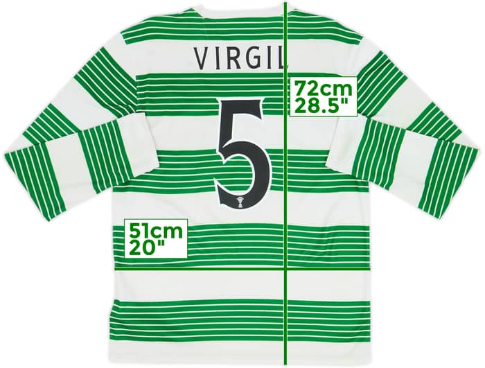 2013-15 Celtic Home L/S Shirt Virgil #5 - 4/10 - (M)