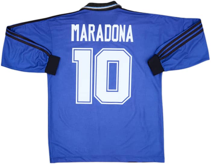 1994-97 Argentina Away L/S Shirt Maradona #10 - 8/10 - (L)