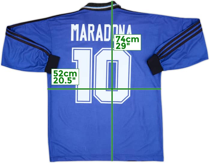 1994-97 Argentina Away L/S Shirt Maradona #10 - 8/10 - (L)