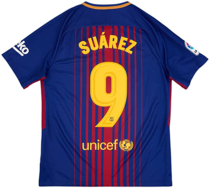 2017-18 Barcelona Home Shirt Suarez #9 - 8/10 - (M)