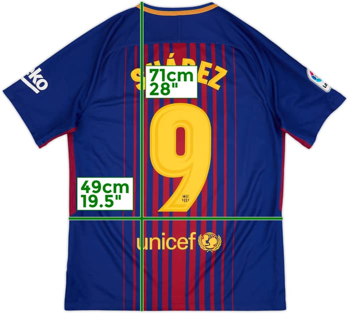 2017-18 Barcelona Home Shirt Suarez #9 - 8/10 - (M)