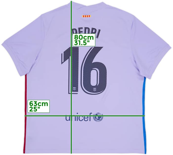 2021-22 Barcelona Away Shirt Pedri #16 - 9/10 - (XXL)