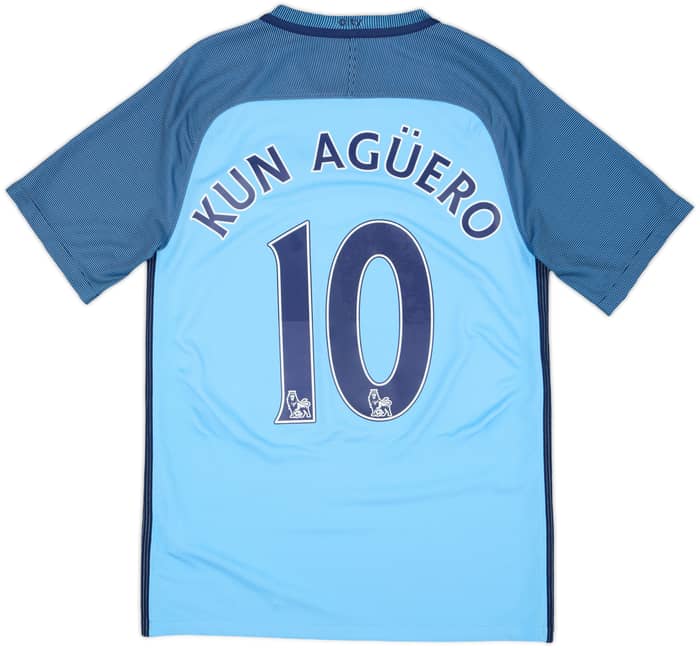 2016-17 Manchester City Home Shirt Kun Aguero #10 - 9/10 - (S)