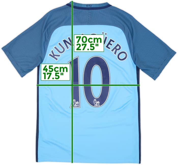 2016-17 Manchester City Home Shirt Kun Aguero #10 - 9/10 - (S)