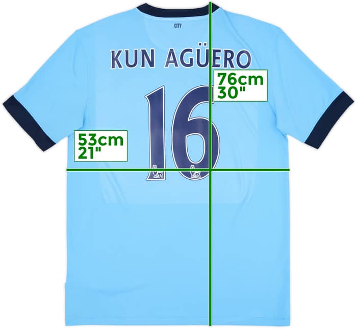 2014-15 Manchester City Home Shirt Kun Aguero #16 - 8/10 - (L)